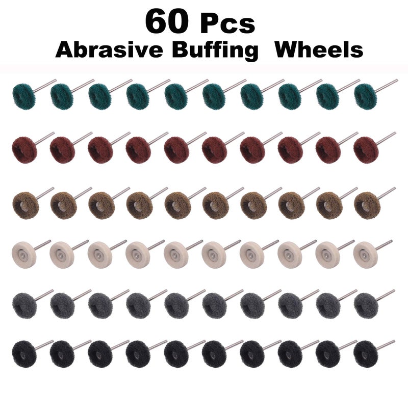 Rocaris 60 Pack Abrasive Wheels, Rocaris 1 Abrasive Buffing Polishing Wheels Burr for Rotary Tools-1/8 Shank,Polishing bits - Image 4
